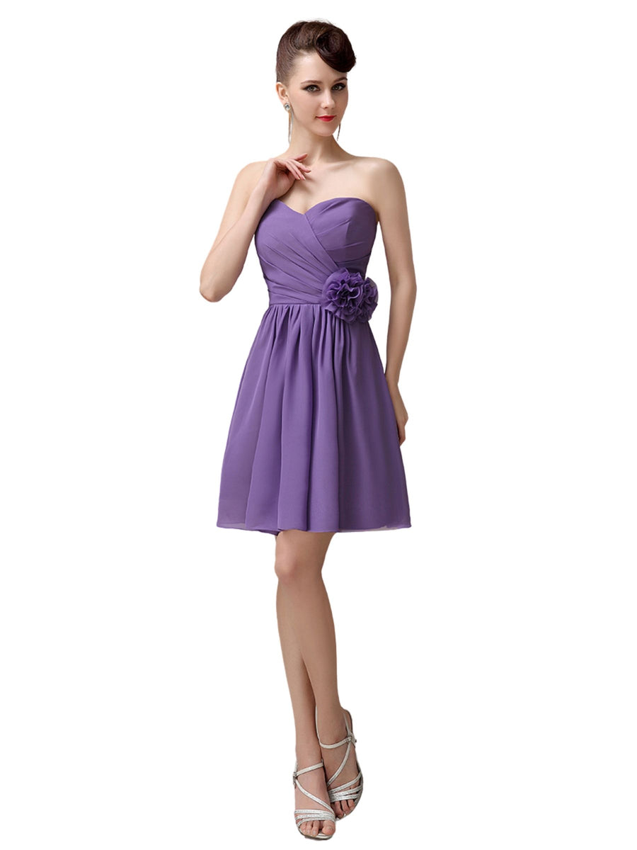 Fashion Sweetheart A-line Chiffon Knee-length Short Bridesmaid Dresses