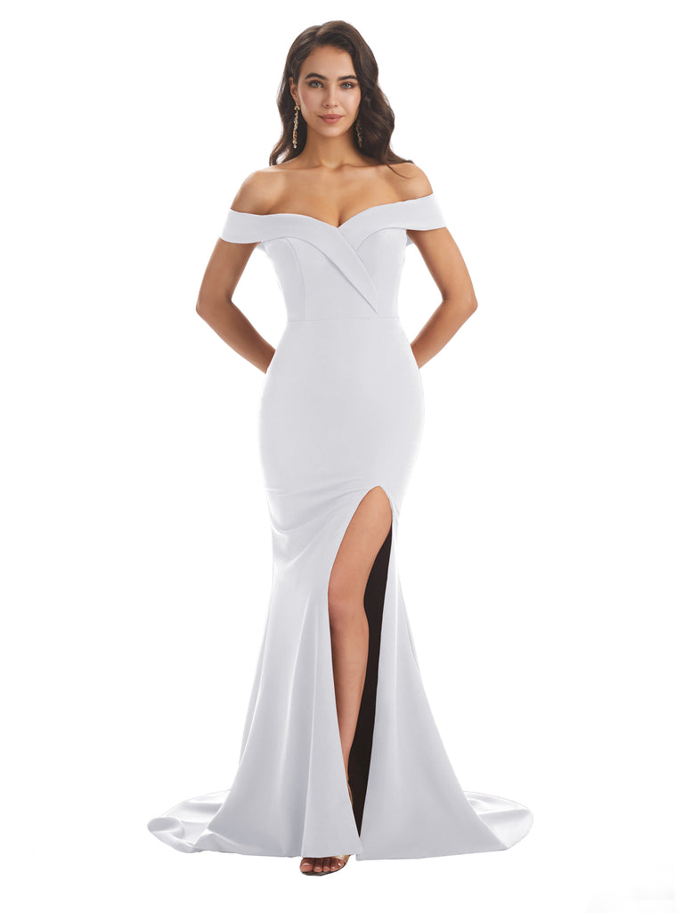Penelope High Slit Dress- White
