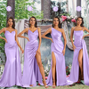 Mismatched Lilac Sexy Side Slit Mermaid Soft Satin Long Bridesmaid Dresses Online