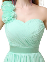 A-line Chiffon One Shoulder Knee-Length Short Bridesmaid Dresses