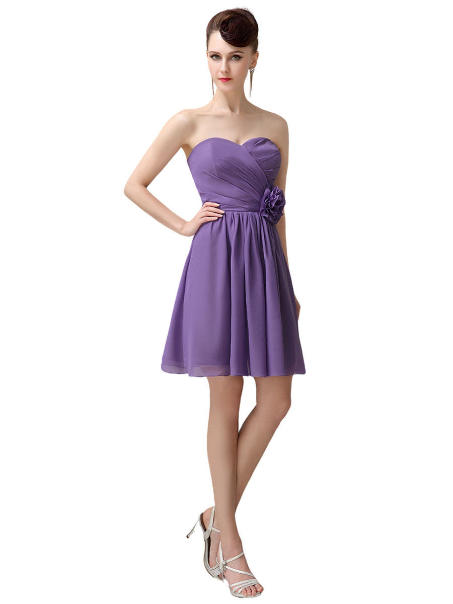 Fashion Sweetheart A-line Chiffon Knee-length Short Bridesmaid Dresses