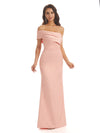 Soft Satin Sexy Side Slit One Shoulder Long Mermaid Maid Of Honor Dresses