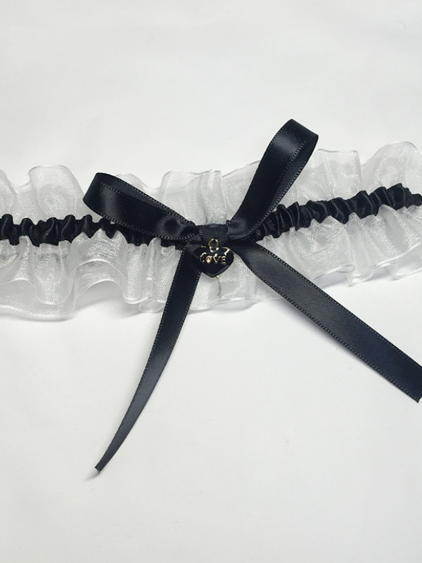 Navy Blue White Wedding Garter