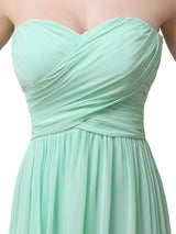 Simple A-line Chiffon Sweetheart Floor-Length Long Bridesmaid Dresses.