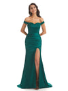 Sexy Soft Satin Off The Shoulder Side Slit Maxi Mermaid Bridesmaid Dresses Online