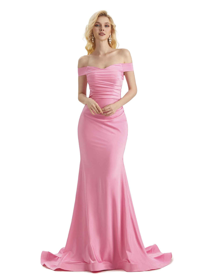 Sexy Mermaid Off The Shoulder Stretchy Jersey Long Formal Prom Dresses Online