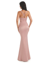 Elegant Spaghetti Straps Soft Satin Mermaid Floor-length Long Bridesmaid Dresses
