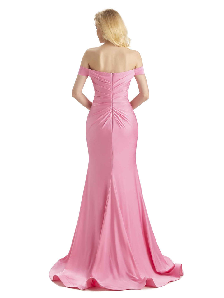 Sexy Mermaid Off The Shoulder Stretchy Jersey Long Formal Prom Dresses Online