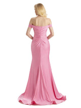 Sexy Mermaid Off The Shoulder Stretchy Jersey Long Formal Wedding Guest Dress