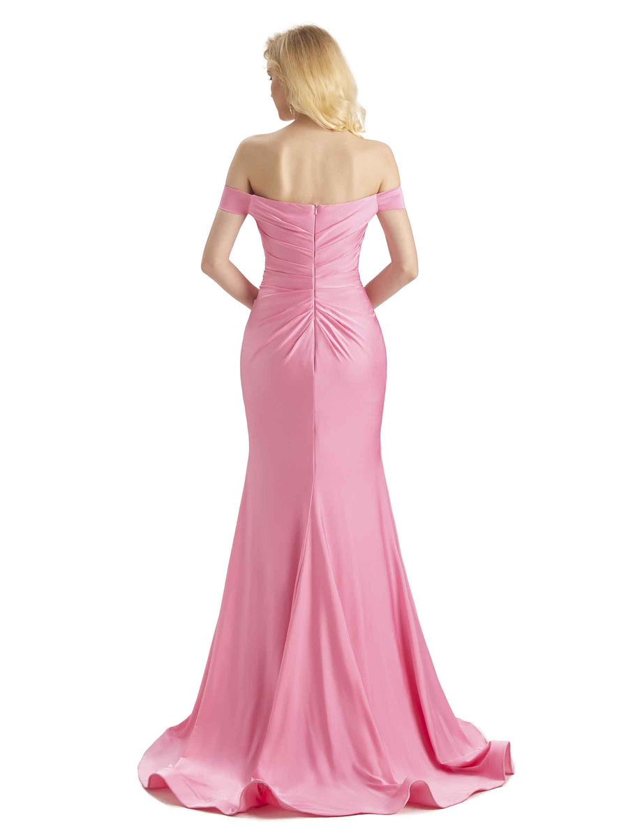 Sexy Mermaid Off The Shoulder Stretchy Jersey Long Formal Wedding Guest Dress