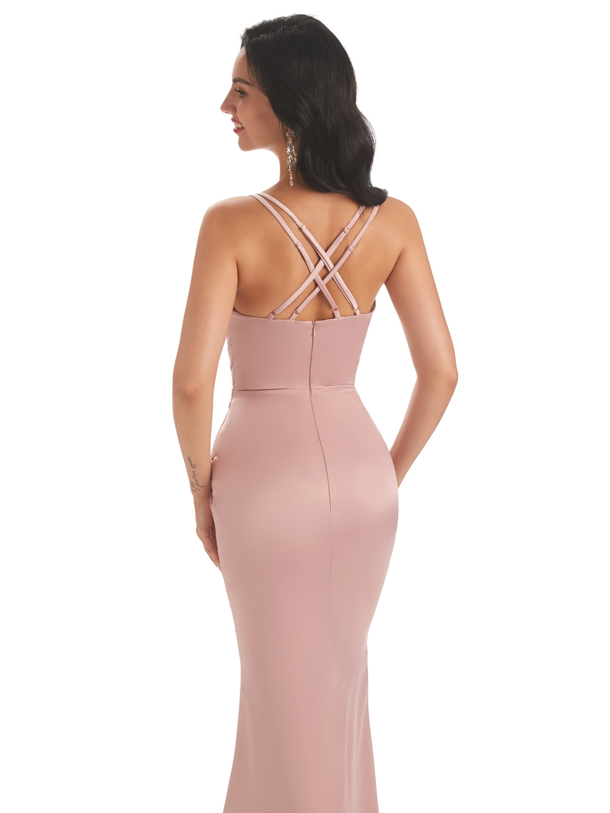 Elegant Spaghetti Straps Soft Satin Mermaid Floor-length Long Bridesmaid Dresses