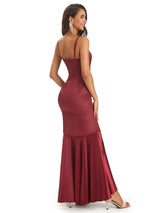 High Low Silky Satin Formal Long Wedding Party Guest Dresses
