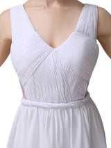 Charming A-line Chiffon V-neck Backless Short Bridesmaid Dresses