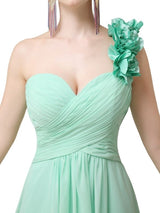 Cute A-line Chiffon One Shoulder Knee-Length Short Bridesmaid Dresses Under 100