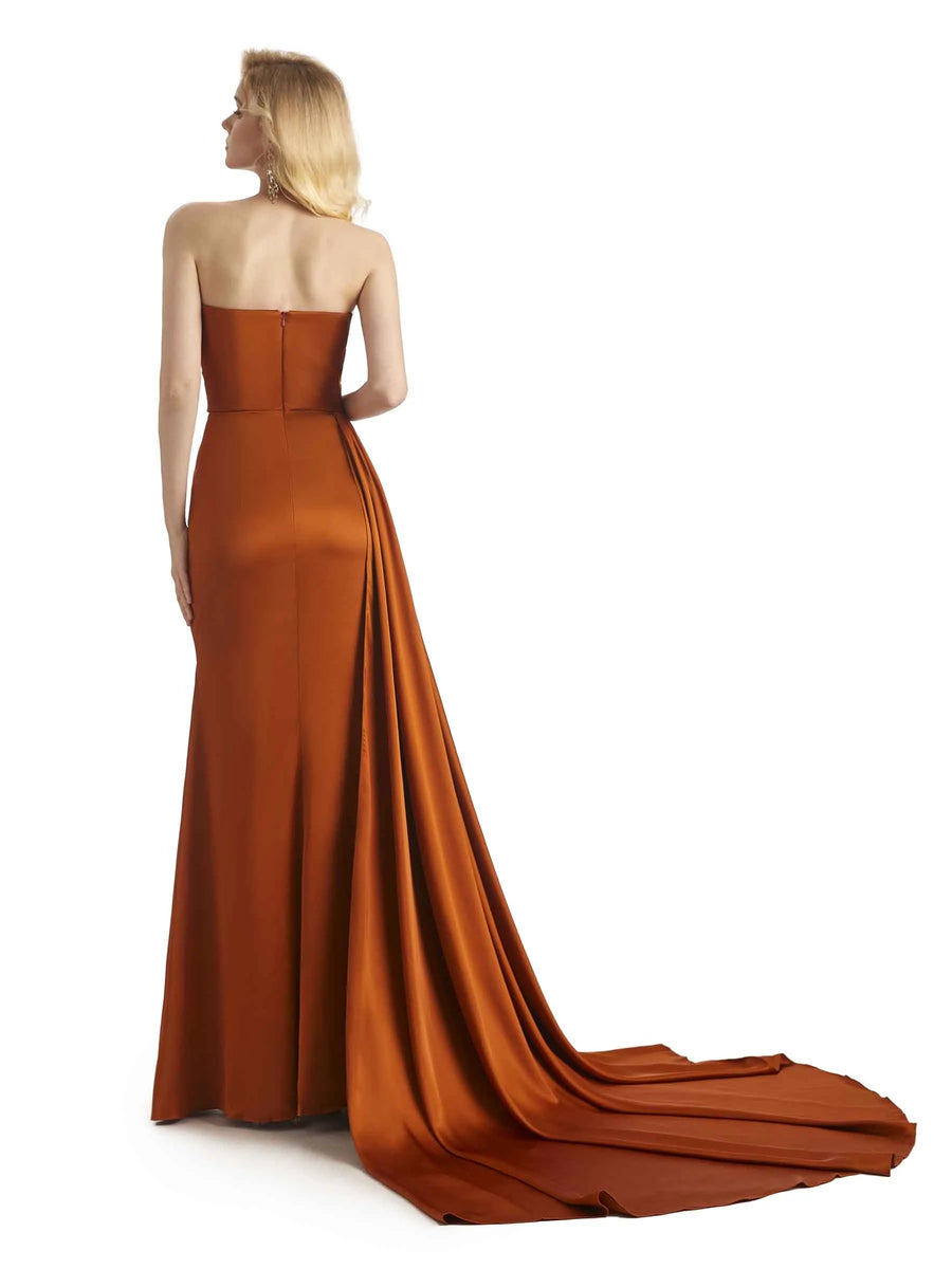 Unique Sweetheart Side Slit Soft Satin Long Mermaid Formal Prom Dresses Online
