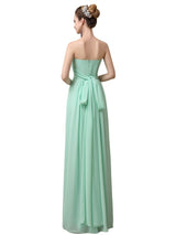 Simple A-line Chiffon V-Neck Floor-Length Long Bridesmaid Dresses