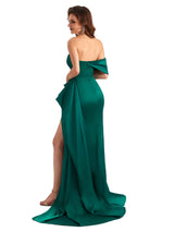 Sexy Side Slit Mermaid Silky Satin One shoulder Chic Long Maid of Honor Dresses