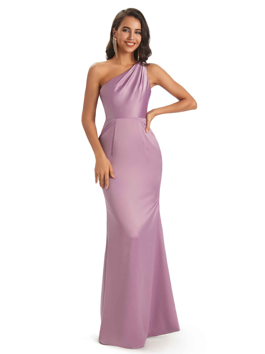 Sexy Soft Satin One Shoulder Long Mermaid Bridesmaid Dresses Online