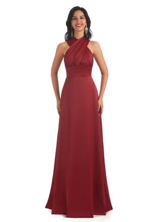 Convertible Soft Satin A-line Long Wedding Outfits For Female Guests