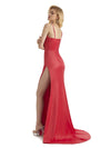 Sexy Soft Satin Side Slit Mermaid Spaghetti Straps Long Formal Prom Dresses Online