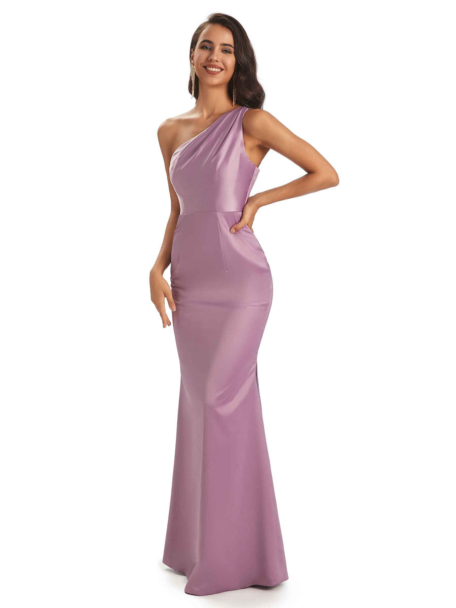 Sexy Soft Satin One Shoulder Long Mermaid Bridesmaid Dresses Online