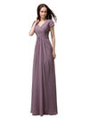 Elegant V-neck Short Sleeves A-line Floor-Length Bridesmaid Dresses