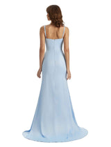 Sexy Side Slit Mermaid Silky Satin Chic Long Maxi Unique Maid of Honor Dresses
