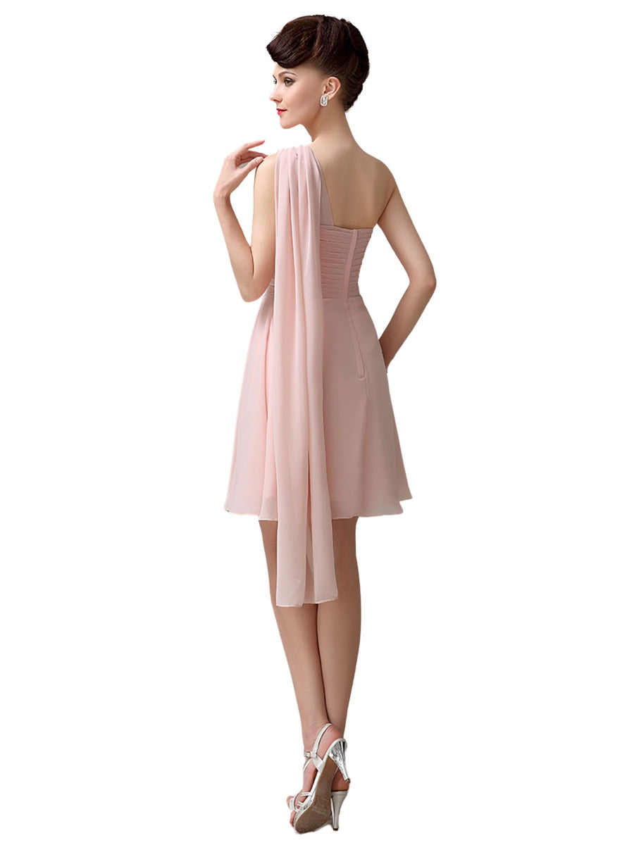 Cute Chiffon One Shoulder Unique Cheap Short Bridesmaid Dresses Online