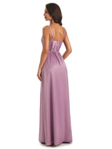 Sexy Soft Satin Side Slit Spaghetti straps Long Mermaid Bridesmaid Dresses
