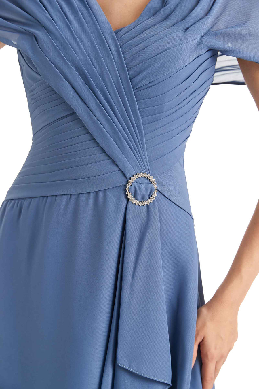 Elegant A-line Chiffon Cap Sleeves V-neck Short Mother of The Bride Dresses