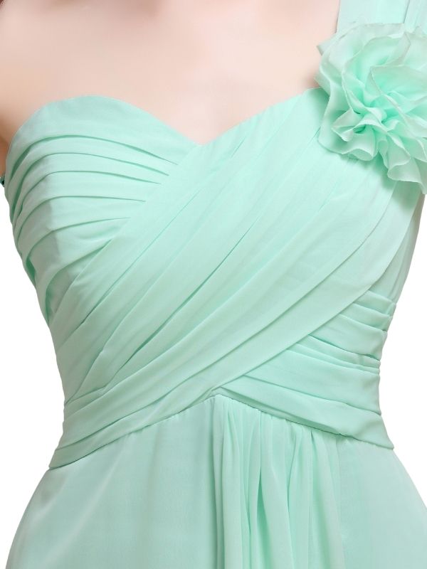 Elegant A-line One-Shoulder With Flowers Floor-Length Bridesmaid Dresses