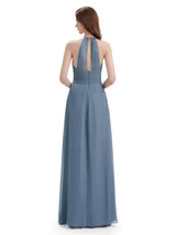 Charming Halter V-neck Floor Length Bridesmaid Dresses