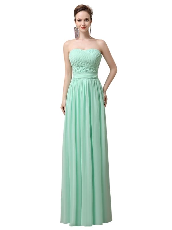 A-line Sweetheart Chiffon Floor-Length Long Bridesmaid Dresses