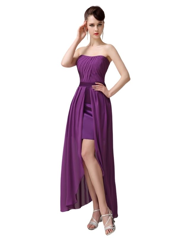 Charming A-line Chiffon Sweetheart Sexy Slit Long Bridesmaid Dresses
