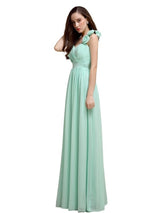 A-line One-Shoulder With Flowers Floor-Length Bridesmaid Dresses
