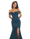 Sexy Satin Off The Shoulder Side Slit Long Mermaid Bridesmaid Dresses Gown
