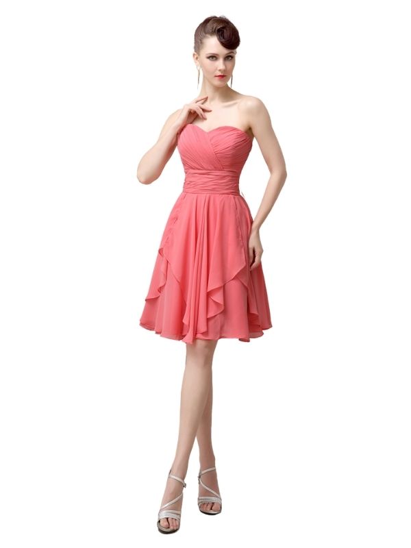Sweetheart Chiffon A-line Knee-Length Short Bridesmaid Dresses