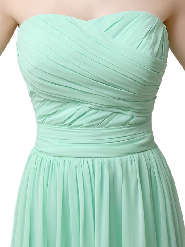 A-line Sweetheart Chiffon Floor-Length Long Bridesmaid Dresses