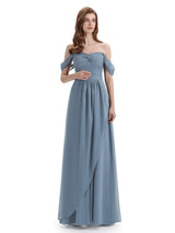 Charming Off-The-Shoulder Sweetheart Floor Length Bridesmaid Dresses