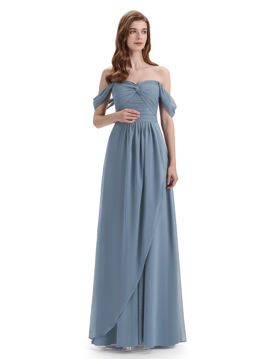 Charming Off-The-Shoulder Sweetheart Floor Length Bridesmaid Dresses