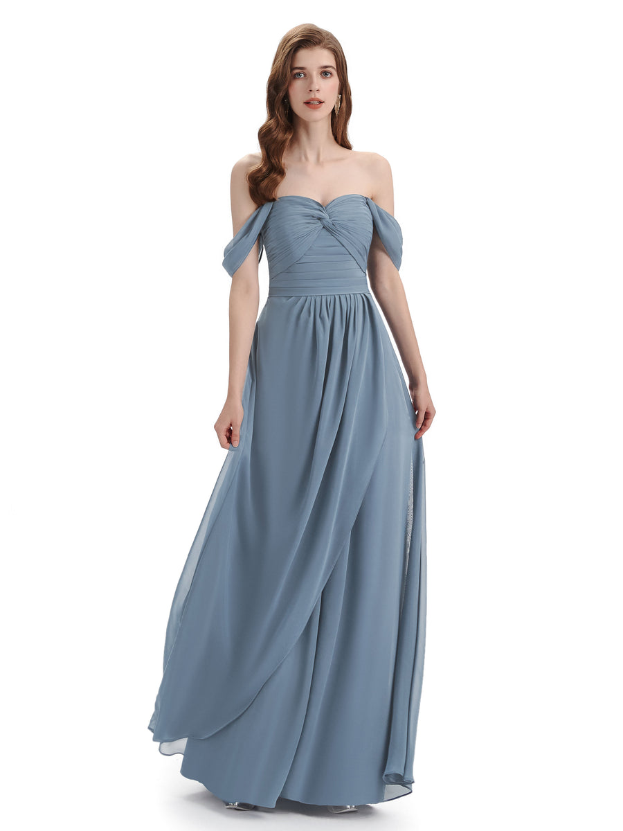 Charming Off-The-Shoulder Sweetheart Floor Length Bridesmaid Dresses