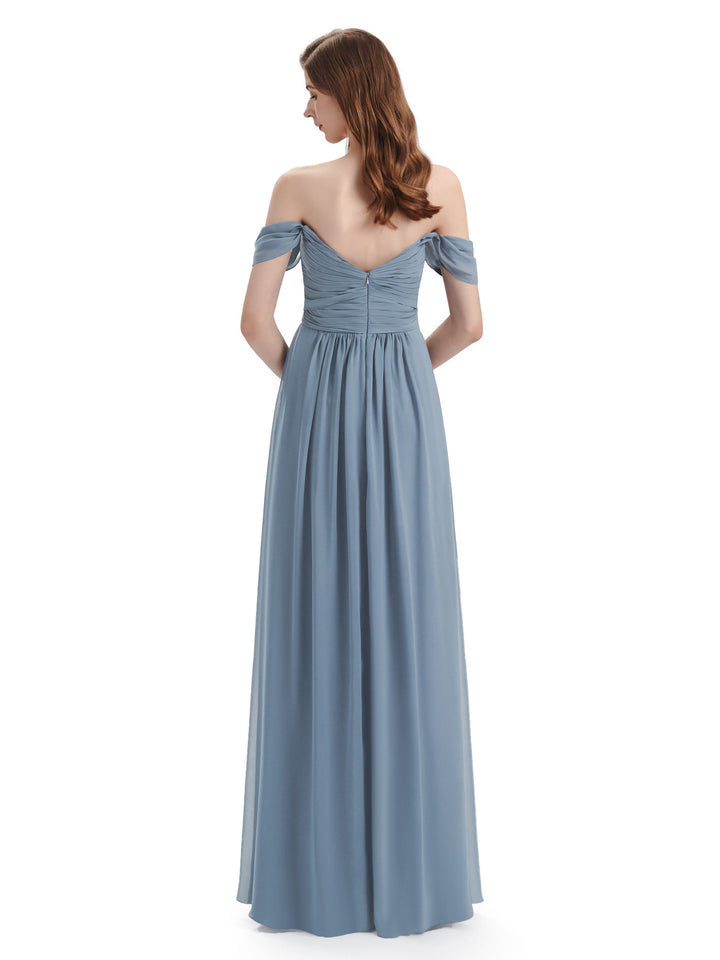 Charming Off-The-Shoulder Sweetheart Floor Length Bridesmaid Dresses