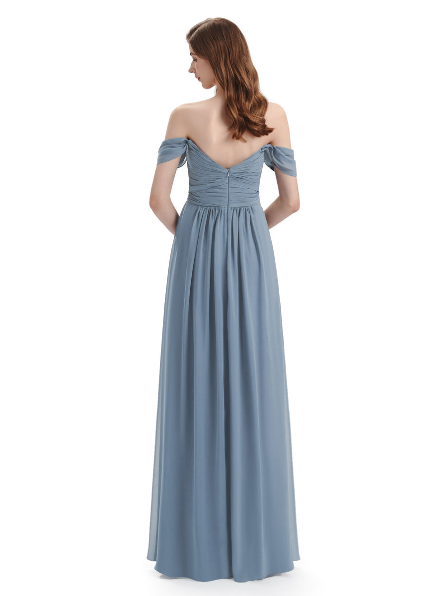 Charming Off-The-Shoulder Sweetheart Floor Length Bridesmaid Dresses