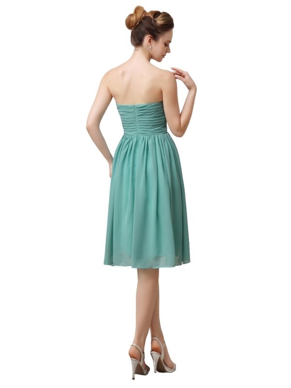 Pretty Strapless Chiffon A-line Knee-Length Short Bridesmaid Dresses