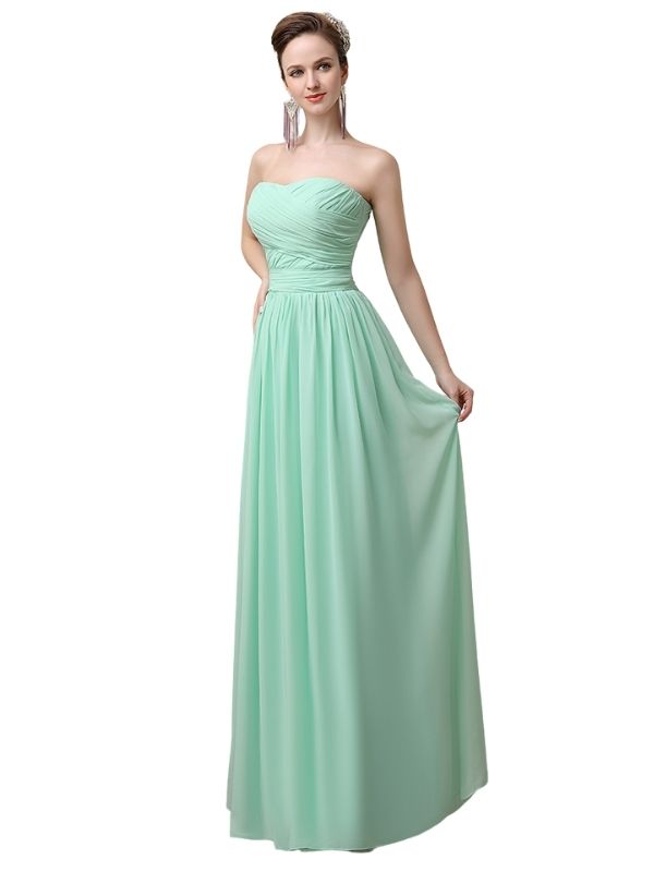 A-line Sweetheart Chiffon Floor-Length Long Bridesmaid Dresses