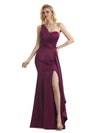 Elegant One Shoulder Soft Satin Long Mermaid Satin Dress For Women