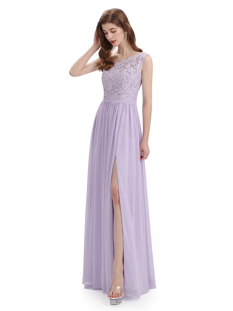 Elegant One Shoulder Side Slit Floor Lenght Bridesmaid Dresses