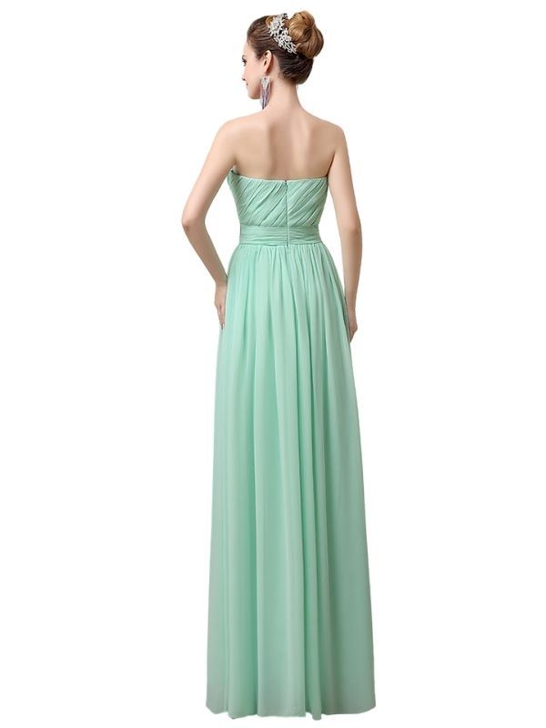 A-line Sweetheart Chiffon Floor-Length Long Bridesmaid Dresses
