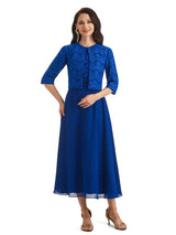 Elegant Lace Tea Length Mother Of The Bride Dresses With Lace Jacket