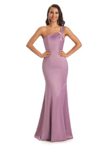Sexy One shoulder Soft Satin Mermaid Maxi Long Wedding Party Guest Dresses